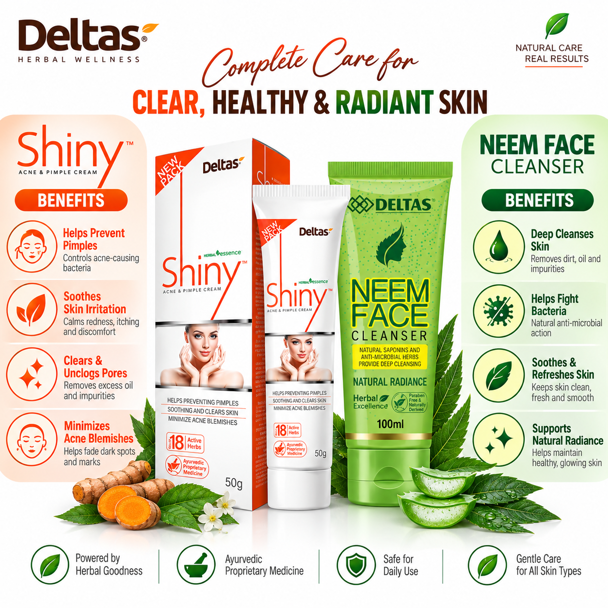Shiny Ance Cream & Neem Cleanser