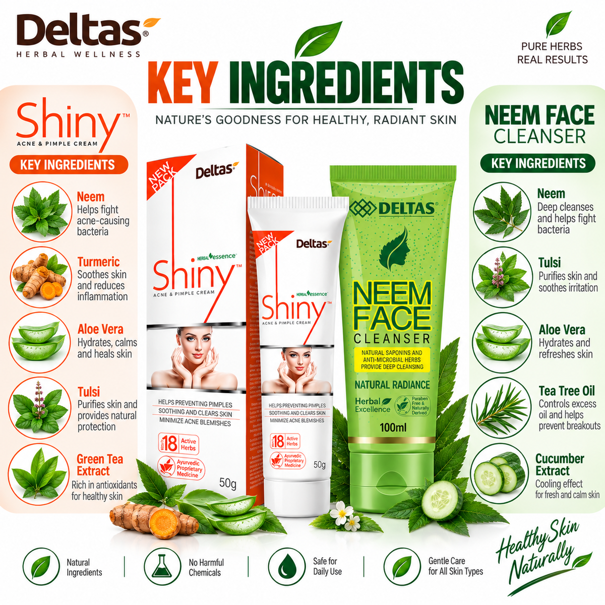 Shiny Ance Cream & Neem Cleanser
