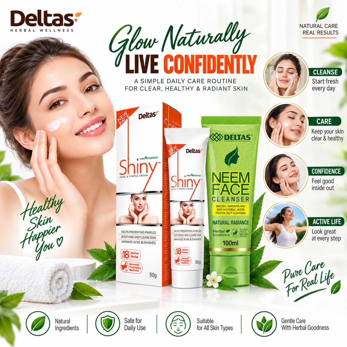 Shiny Ance Cream & Neem Cleanser