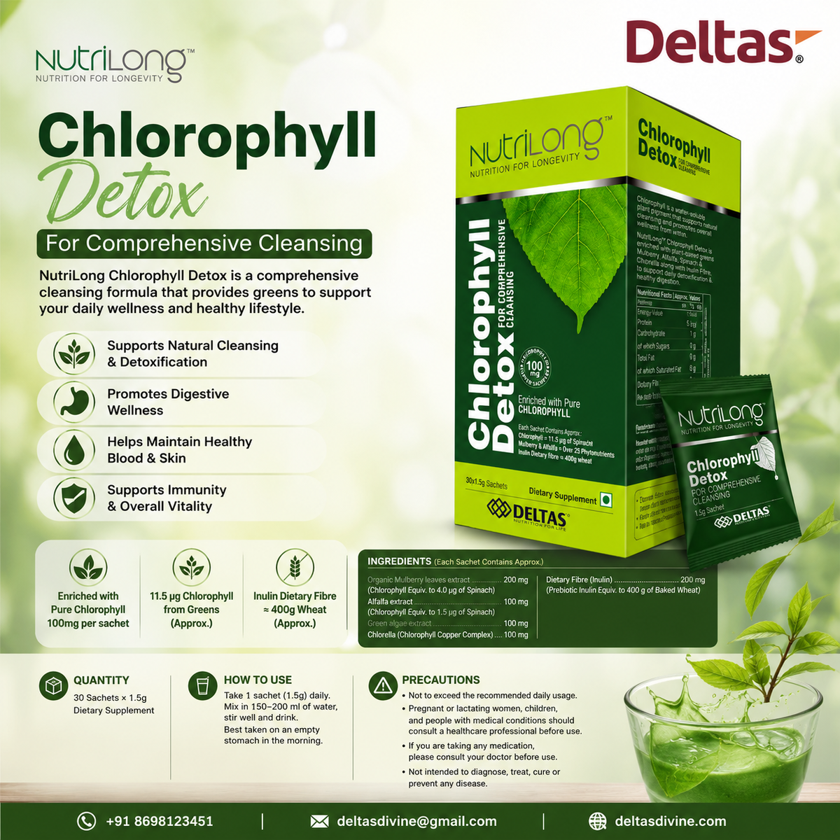 Nutrilong Chlorophyll Detox 30 sachets x 3g