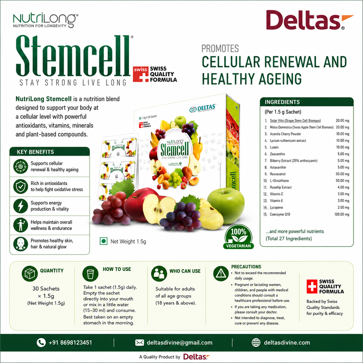 Nutrilong Stemcell 30 sachets × 1.5g